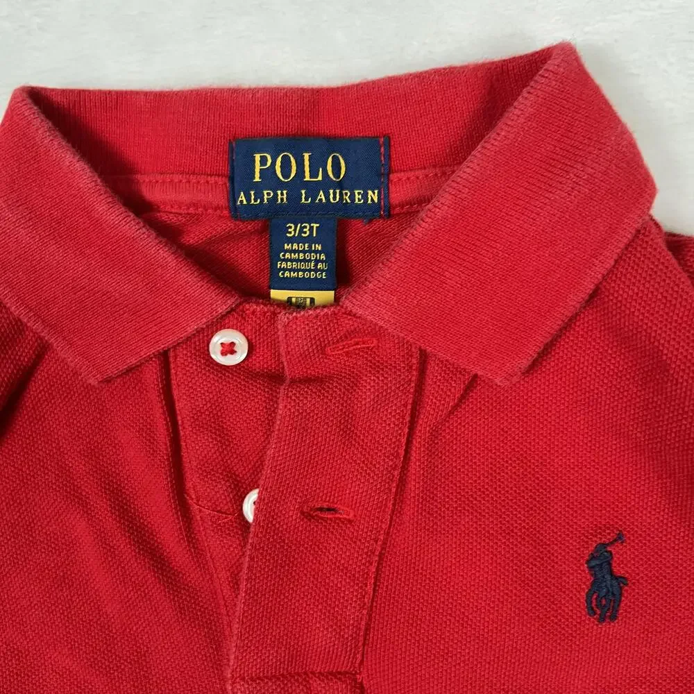 Polo Ralph Lauren Polo Shirt Kids 3T Red Short Sleeve Pony Logo Knit Casual